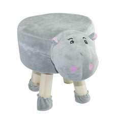 Pouf en tissu souple 372026 forme Hippopotame en bois et tissu 40x27xH40 cm