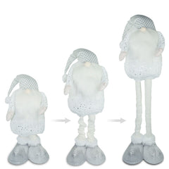Gnome blanc avec barbe longue 383030 de 54cm avec hauteur réglable jusqu’à 105cm