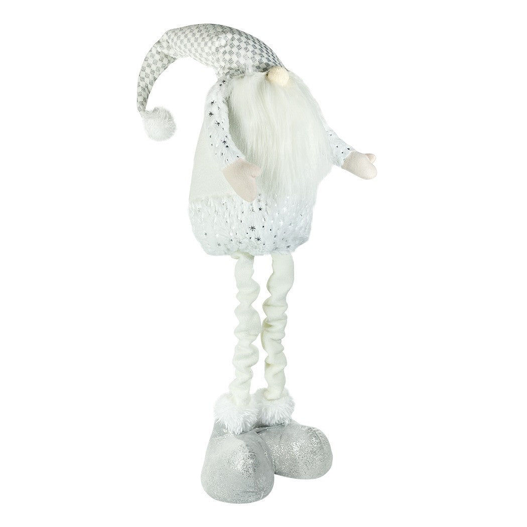 Gnome blanc avec barbe longue 383030 de 54cm avec hauteur réglable jusqu’à 105cm