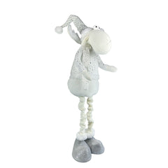 Renne BLANC de Noël 383031 hauteur réglable de 54 cm à 105 cm en polyester