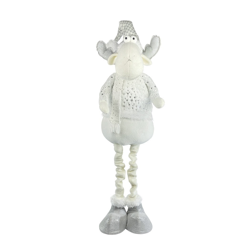 Renne BLANC de Noël 383031 hauteur réglable de 54 cm à 105 cm en polyester