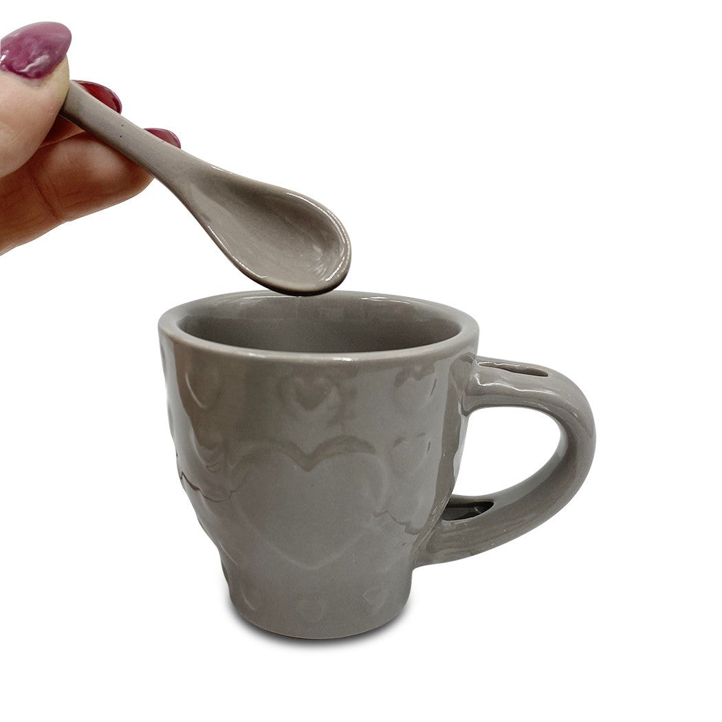 Service à café Felicia 100049 Pois coeurs céramique 6 tasses et 6 cuillères