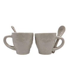 Service à café Felicia 100049 Pois coeurs céramique 6 tasses et 6 cuillères