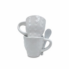Service à café Felicia 100049 Pois coeurs céramique 6 tasses et 6 cuillères