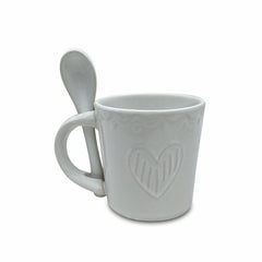 Service à café gamme Felicia 100044 coeurs céramique 6 tasses et 6 cuillères