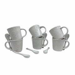 Service à café gamme Felicia 100044 coeurs céramique 6 tasses et 6 cuillères
