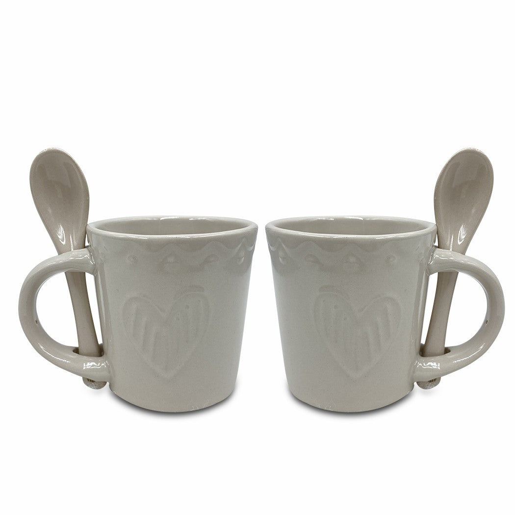 Service à café gamme Felicia 100044 coeurs céramique 6 tasses et 6 cuillères