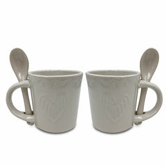 Service à café gamme Felicia 100044 coeurs céramique 6 tasses et 6 cuillères