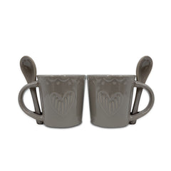 Service à café gamme Felicia 100044 coeurs céramique 6 tasses et 6 cuillères