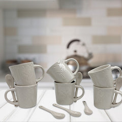 Service à café gamme Felicia 100044 coeurs céramique 6 tasses et 6 cuillères