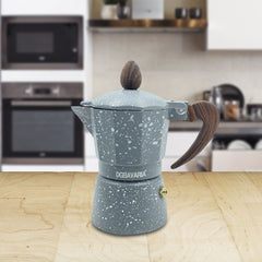 Set 3 cafetières GRIS en aluminium art. 333024 anse soft touch 1-3-6 tasses