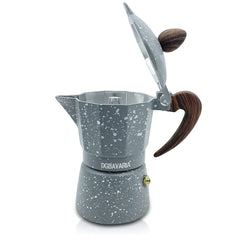Set 3 cafetières GRIS en aluminium art. 333024 anse soft touch 1-3-6 tasses