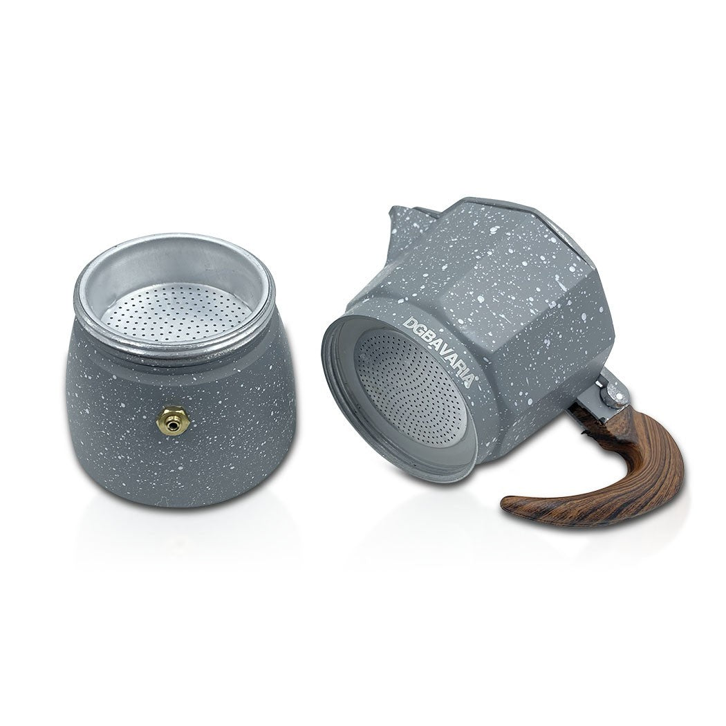 Set 3 cafetières GRIS en aluminium art. 333024 anse soft touch 1-3-6 tasses