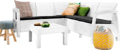 Canapé d'angle jardin de résine Corfu avec table BLANC 190x190xH79 cm