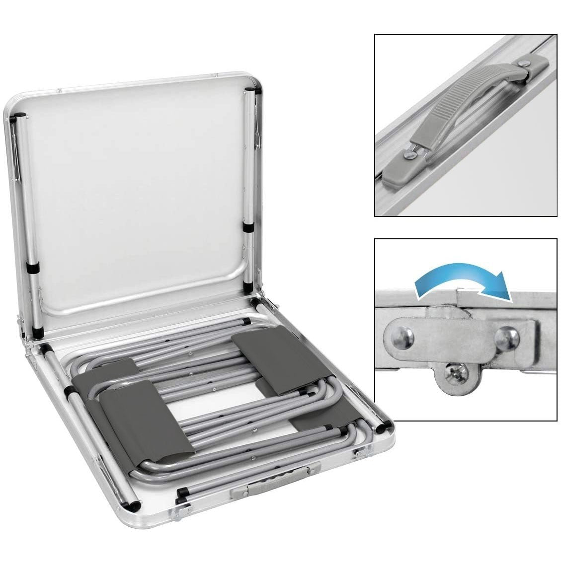 Table de pique-nique pliants et 4 tabourets AURORA repliable dans une valise