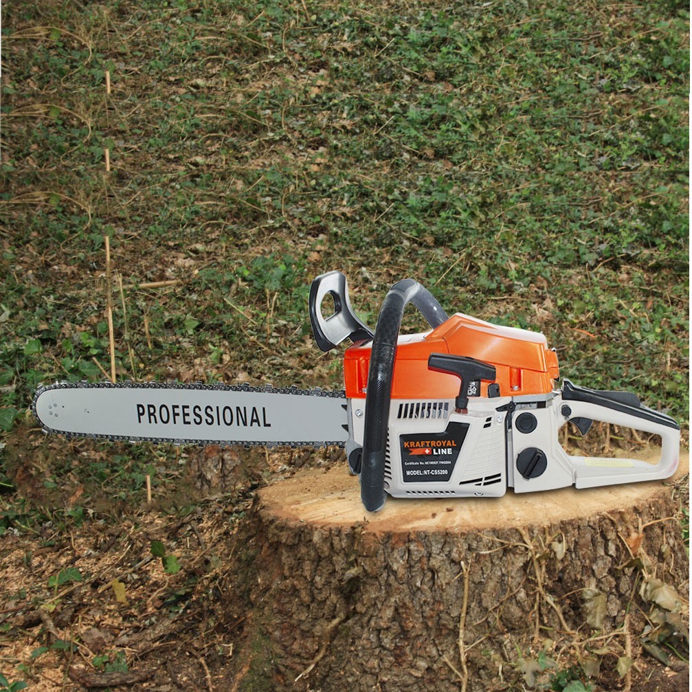 KRAFTROYAL tronçonneuse à essence 52cc avec lame de 50 cm jardinage élagage bois