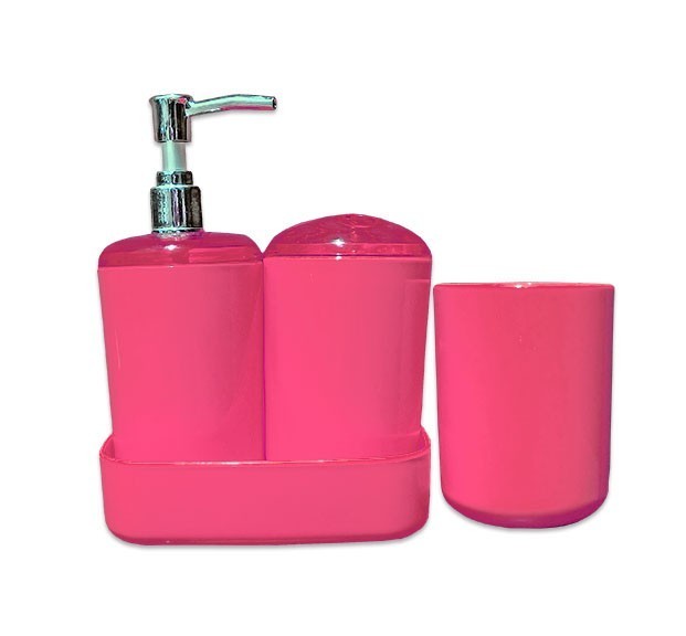 Set 4 accessoires salle de bain-distributeur de savon porte brosse à dents710824