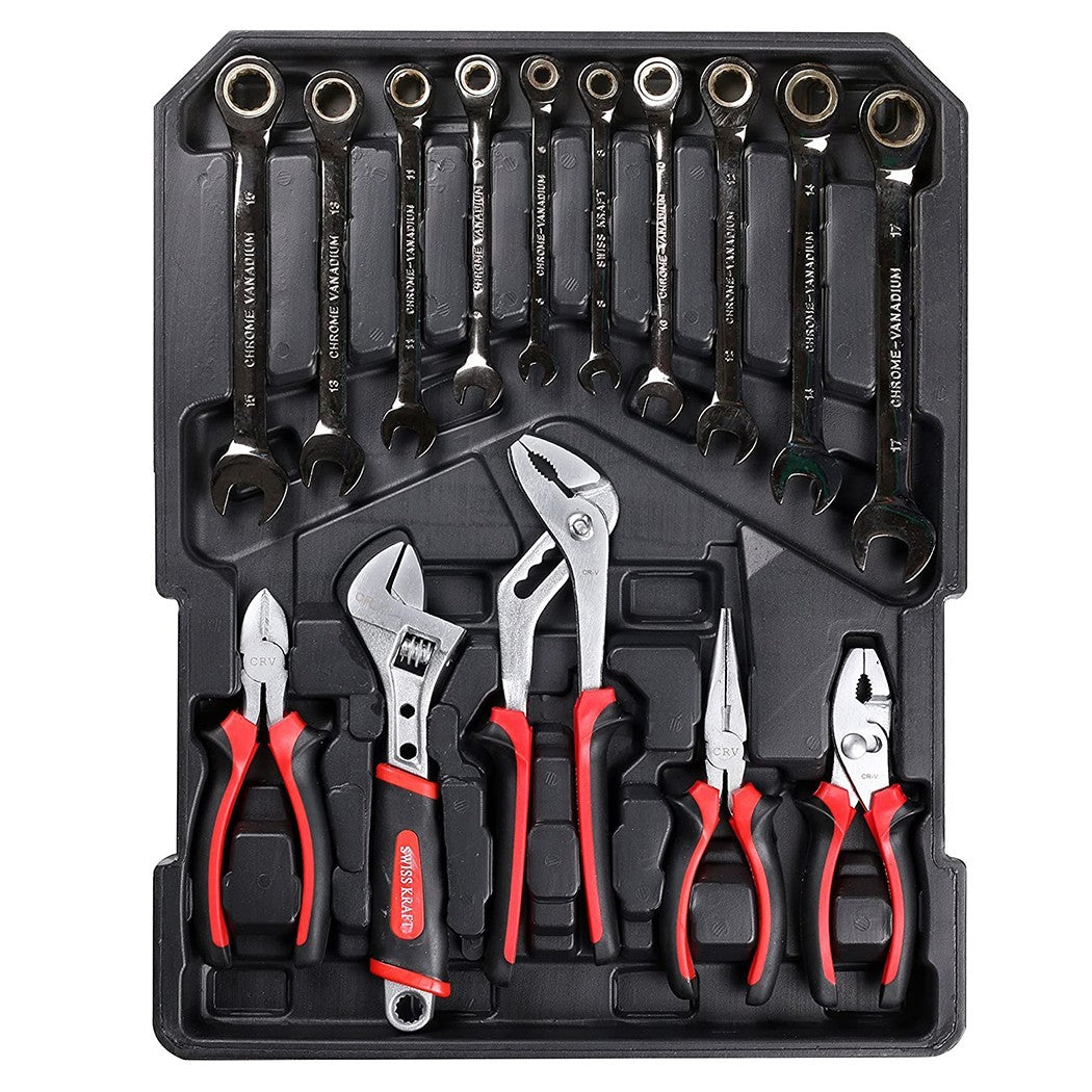 SWISS KRAFT valise trolley pour outils de travail 419 pcs 4 compartiments
