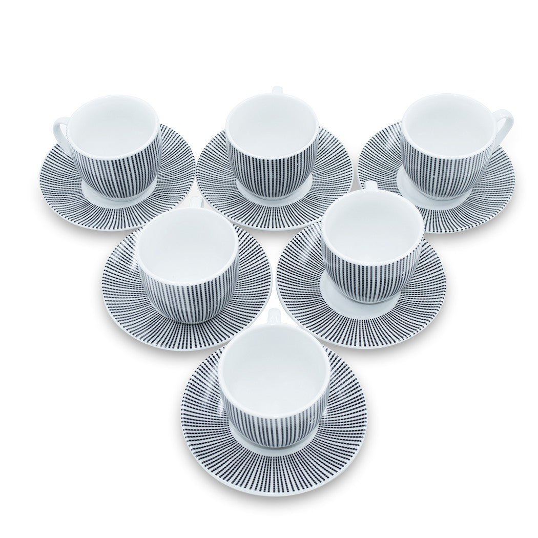 Set 6 tasses à café avec soucoupe à décor de rayures 270046 porcelaine