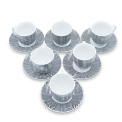 Set 6 tasses à café avec soucoupe à décor de rayures 270046 porcelaine