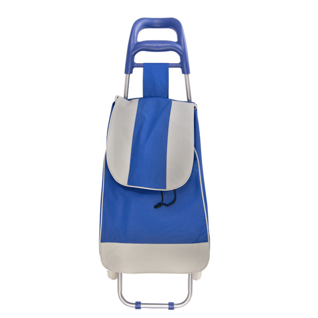 Chariot de courses avec sac de couleur BLEU polyester art. 741057 avec roues