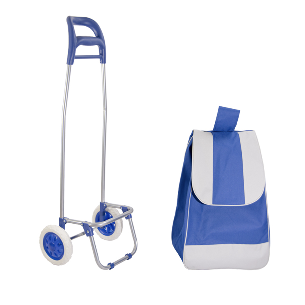 Chariot de courses avec sac de couleur BLEU polyester art. 741057 avec roues