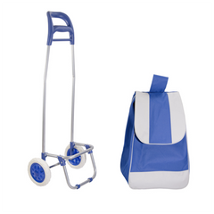 Chariot de courses avec sac de couleur BLEU polyester art. 741057 avec roues