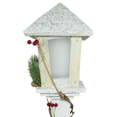 Lampe de Noël 293022 à paillettes en bois blanc h85 cm 15 led lumière chaude