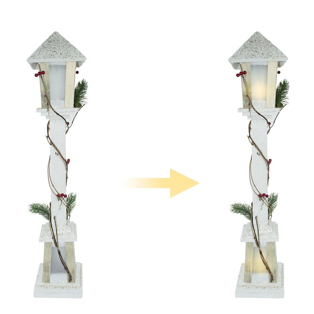 Lampe de Noël 293022 à paillettes en bois blanc h85 cm 15 led lumière chaude