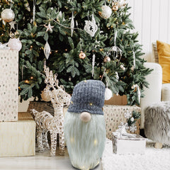 Gnome avec chapeau 308037 GRIS 87 cm avec mini lucioles et barbe en vinyle