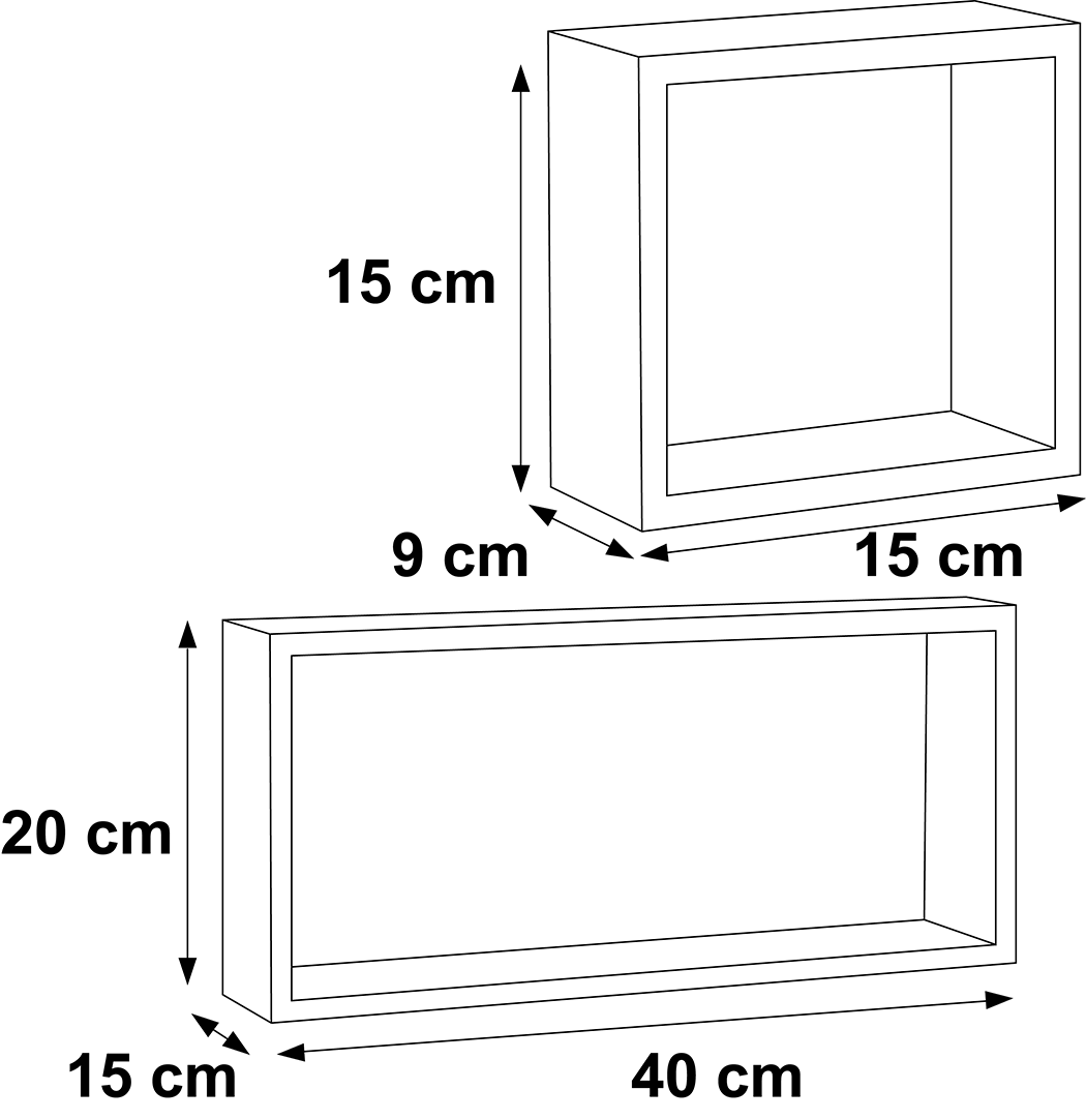 Set de 3 étagères cube et rectangle en bois NATURAL 547137 acc. de montage