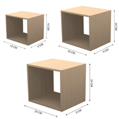 Set de 3 étagères cube en bois NATUREL 547076 avec accessoires de montage