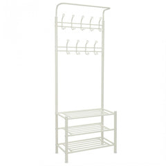 Stand avec porte-vêtements blanc pour le couloir 3 étagères 65x29xH190 cm