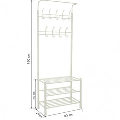 Stand avec porte-vêtements blanc pour le couloir 3 étagères 65x29xH190 cm
