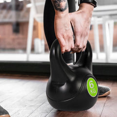 Kettlebell fitness 6kg en pvc 186953 avec sable et poignée anti-rayures