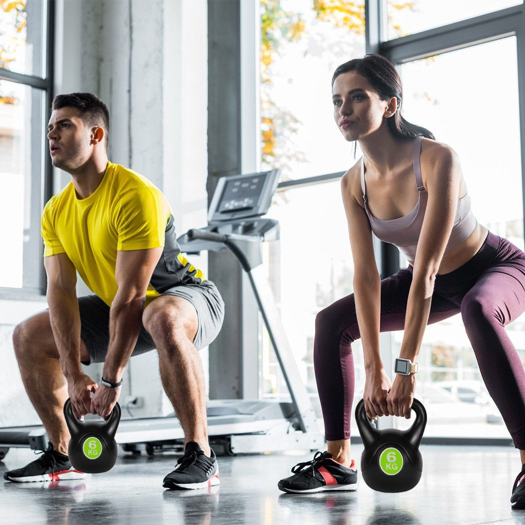 Kettlebell fitness 6kg en pvc 186953 avec sable et poignée anti-rayures