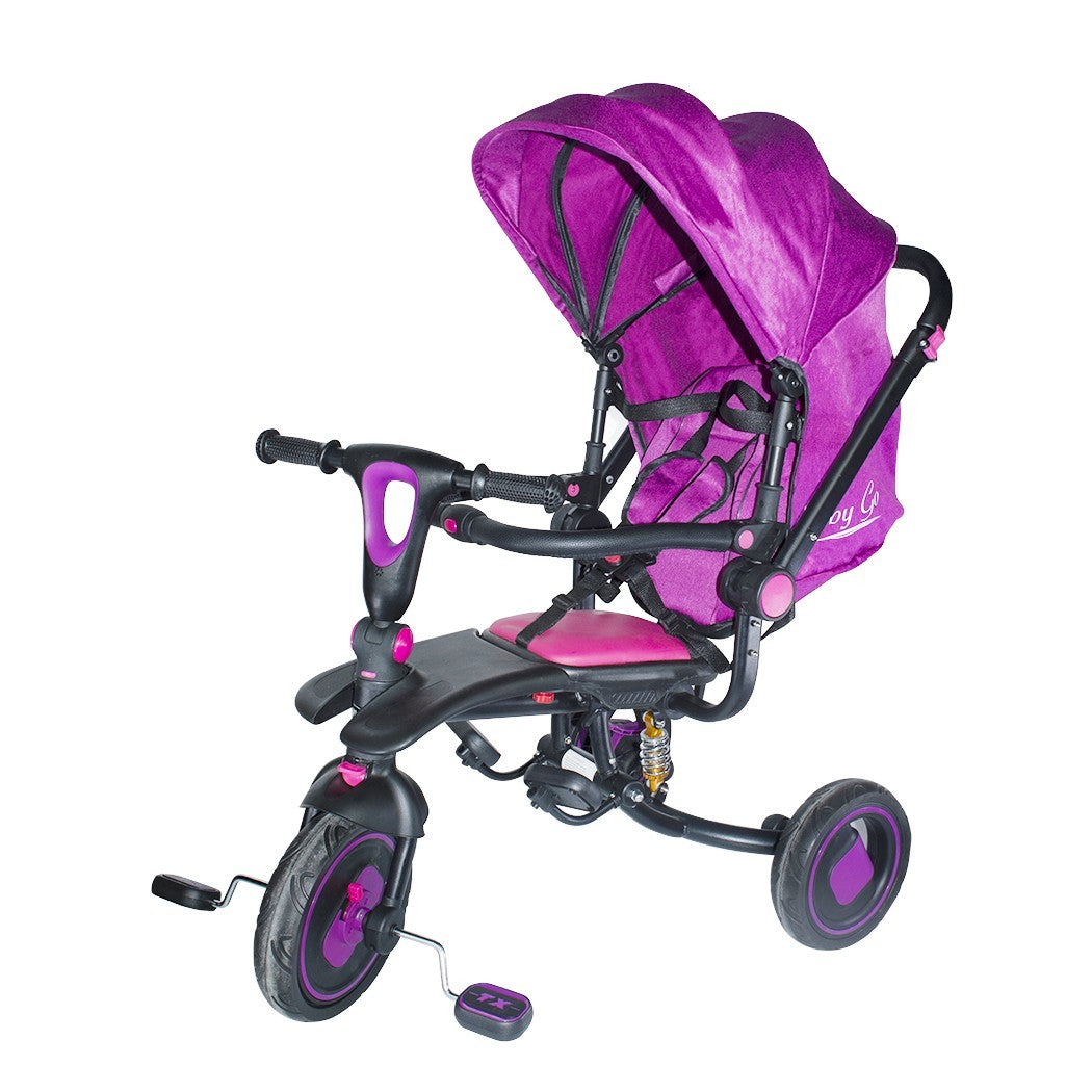 Tricycle modulaire réversible BabyGo siège en cuir lumières sons face à maman