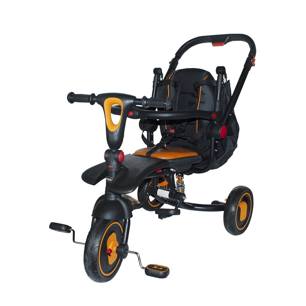 Tricycle modulaire réversible BabyGo siège en cuir lumières sons face à maman