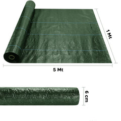 Rouleau paillage 518724 Feuille plastique potager VERT Antimauvaisesherbes 1x5mt