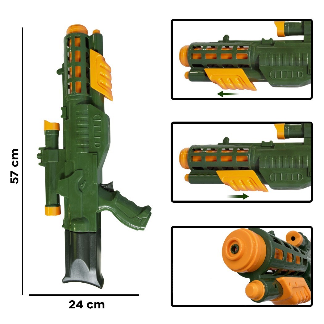 Fusil à eau Jouet pour enfants 557266 longue portée Couleur verte 58 cm