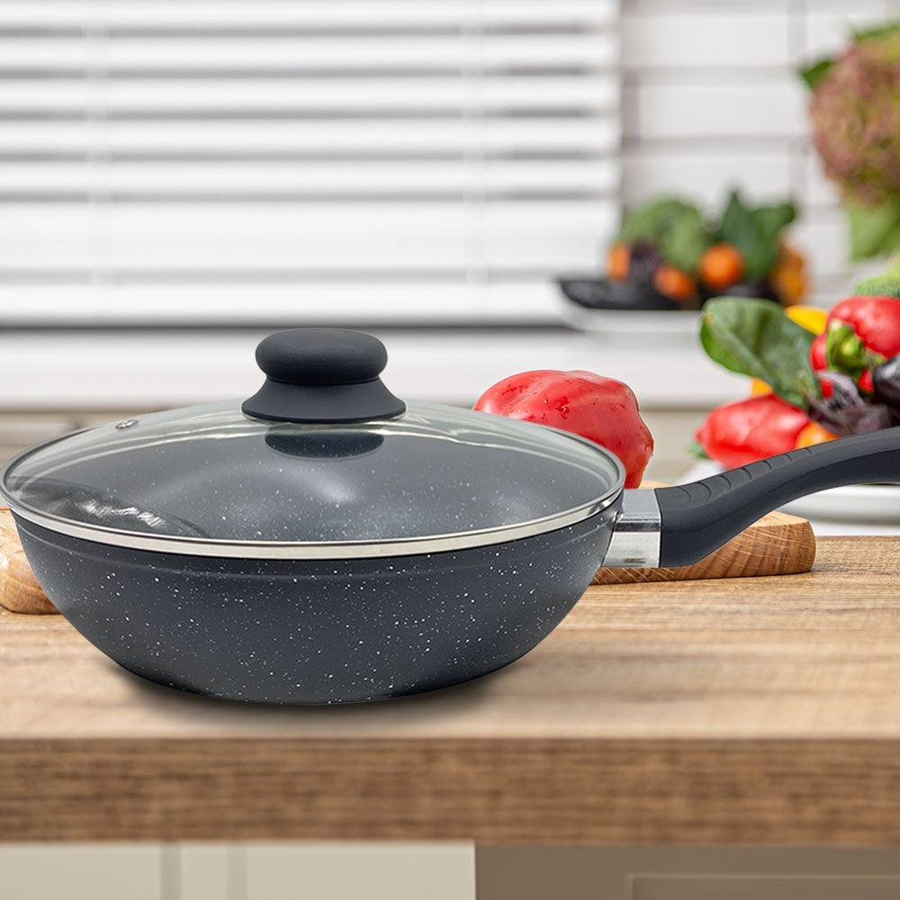Batterie 14 pcs DGBAVARIA 255019 casseroles poêles en pierre avec louches NOIR