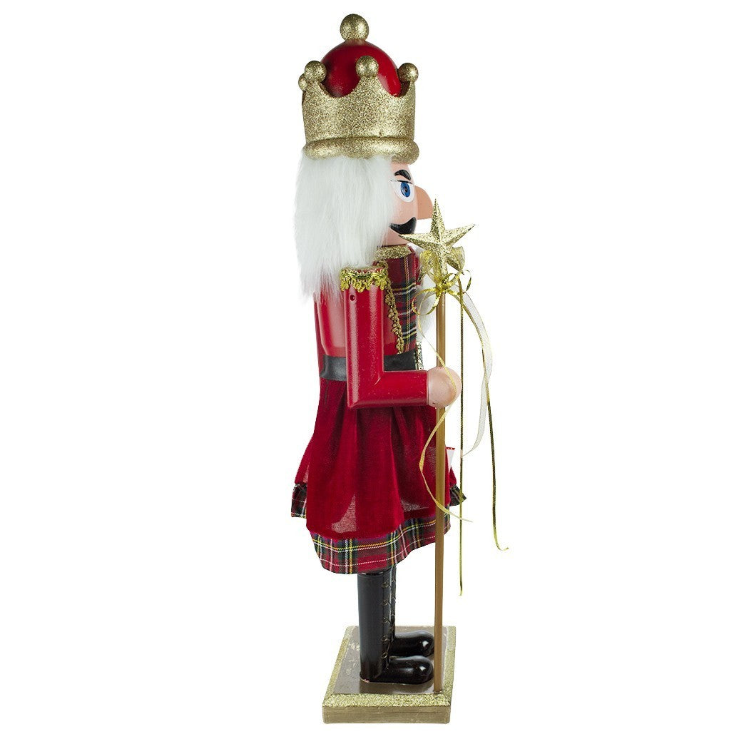 392003 Soldat casse-noisette 80 cm en bois avec sceptre et paillettes