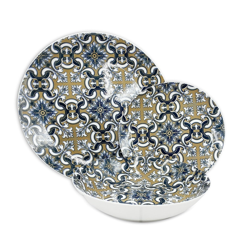 408011 Vaisselle 18 pcs FELICIA assiette plate, creuse en porcelaine
