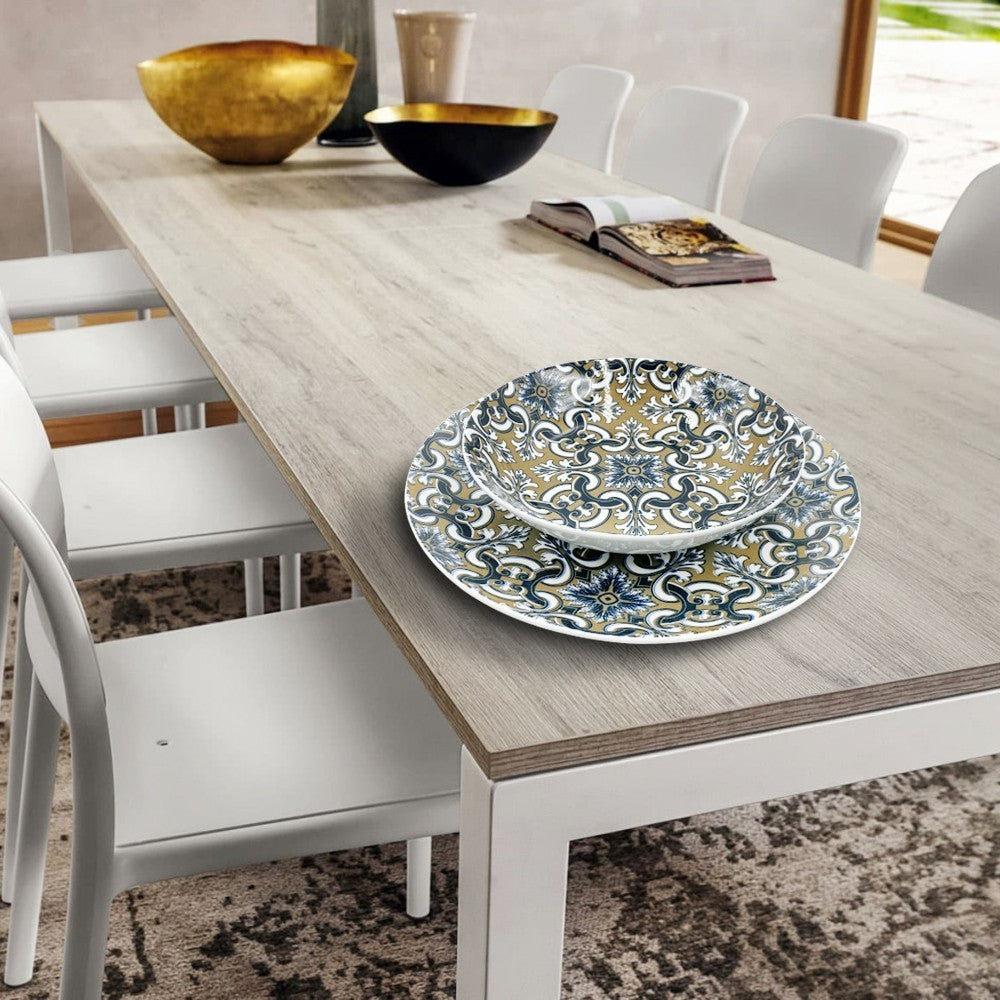 408011 Vaisselle 18 pcs FELICIA assiette plate, creuse en porcelaine