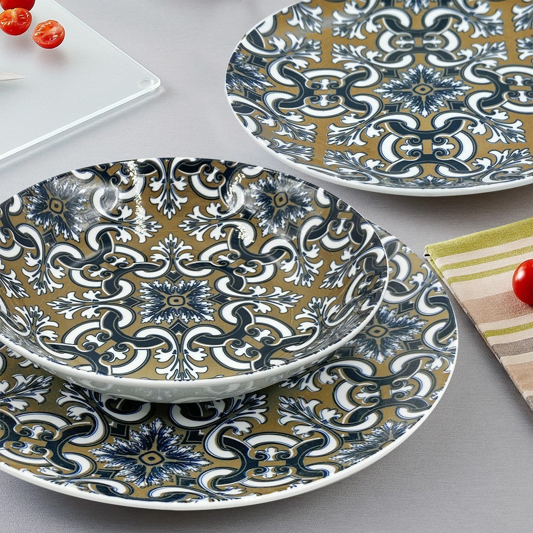 408011 Vaisselle 18 pcs FELICIA assiette plate, creuse en porcelaine