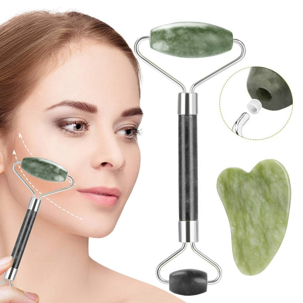 210689 Masseur à rouleaux jade pour le visage corps en pierre naturelle GuaSha