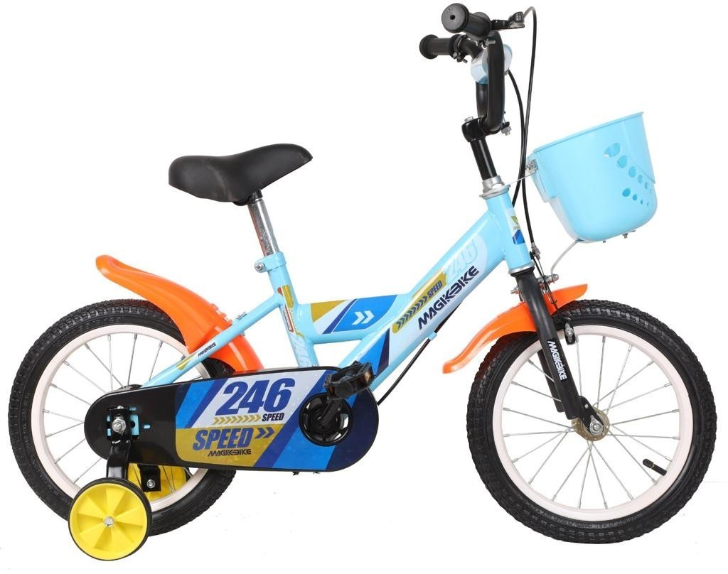 B063 Vélo magique pour enfants taille 12 avec panier et roues 3-5 ans