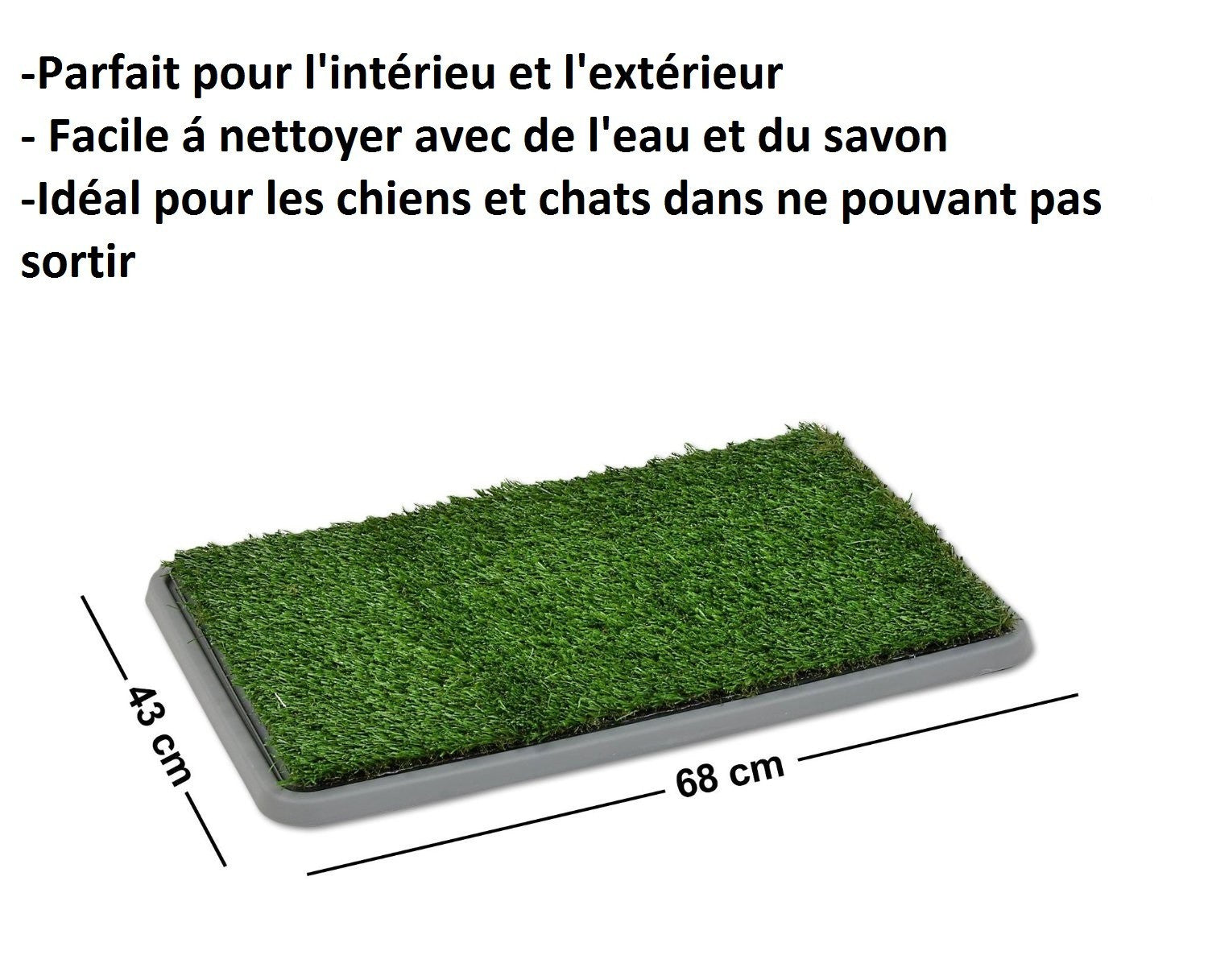 Litière 68x43x5cm herbe synthétique pour animaux-toilettes-POT PATCH 3 couches