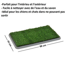 Litière 68x43x5cm herbe synthétique pour animaux-toilettes-POT PATCH 3 couches