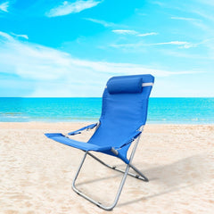 660187 Chaise longue de plage pliante et rembourrée en métal avec coussin